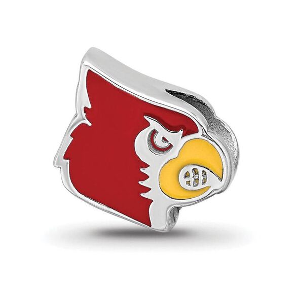 Sterling Silver Univ. of Louisville Cardinal Enamel Bead Charm - Picture 1 of 6